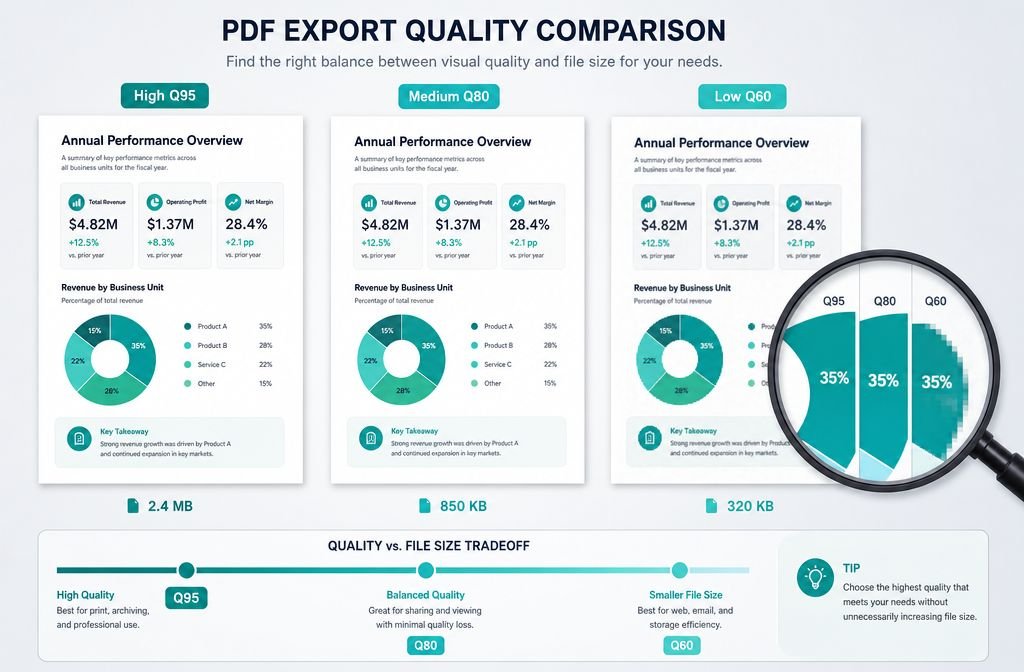 PDF to JPG quality presets — when to use each